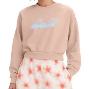 Levi's Tops | Women's Levi's Cropped Graphic Logo Sweatshirt color:peach size M